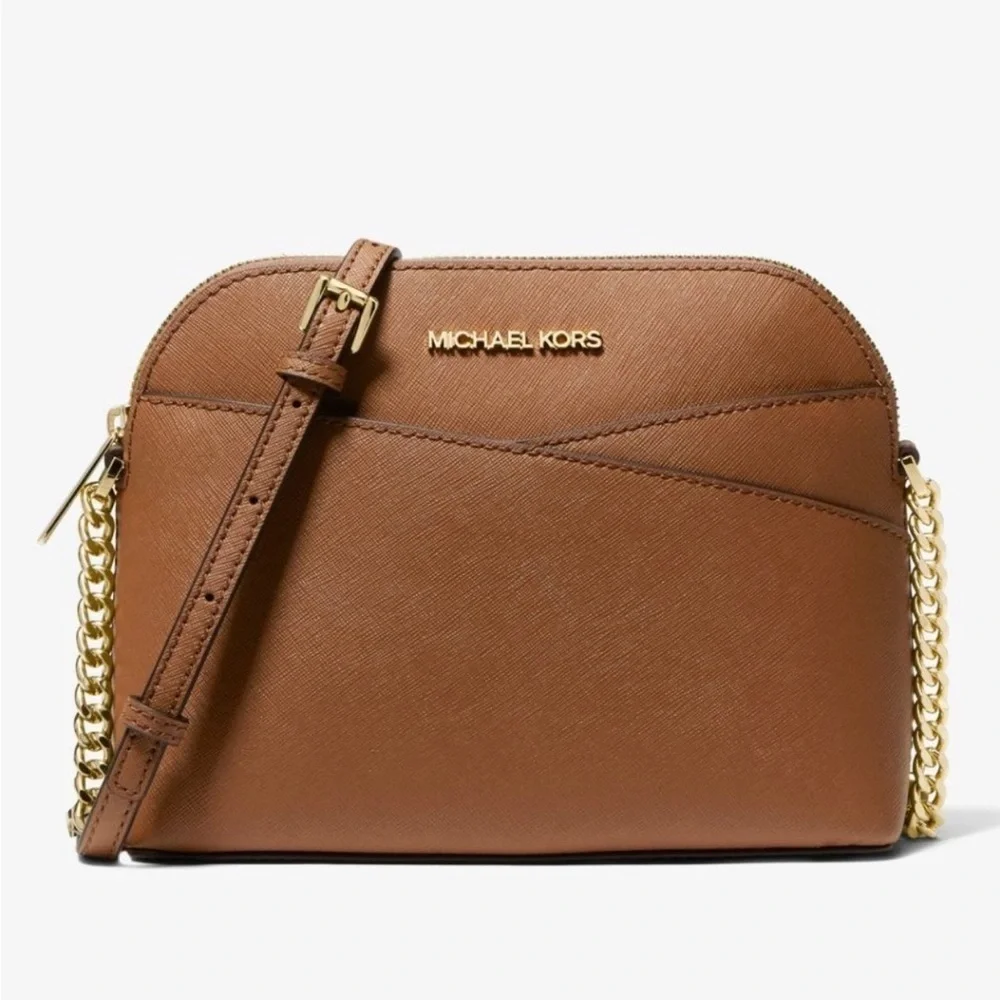 Michael Kors Jet Set Travel Medium Dome Crossbody Leather Luggage